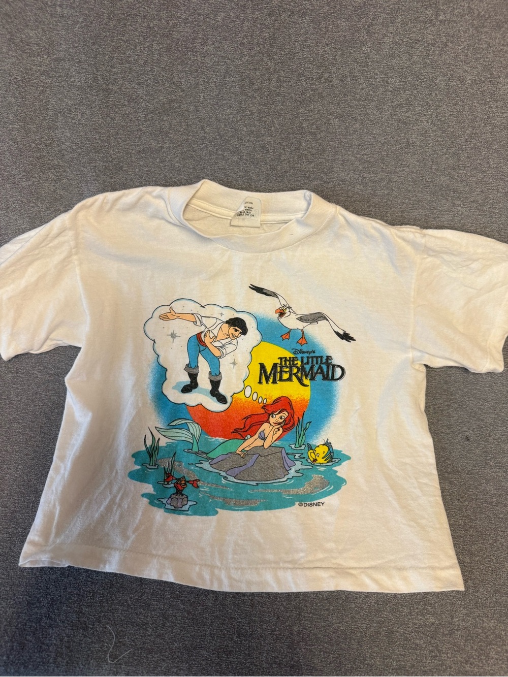 Disney White The Little Mermaid Graphic Tee with Colorful Print